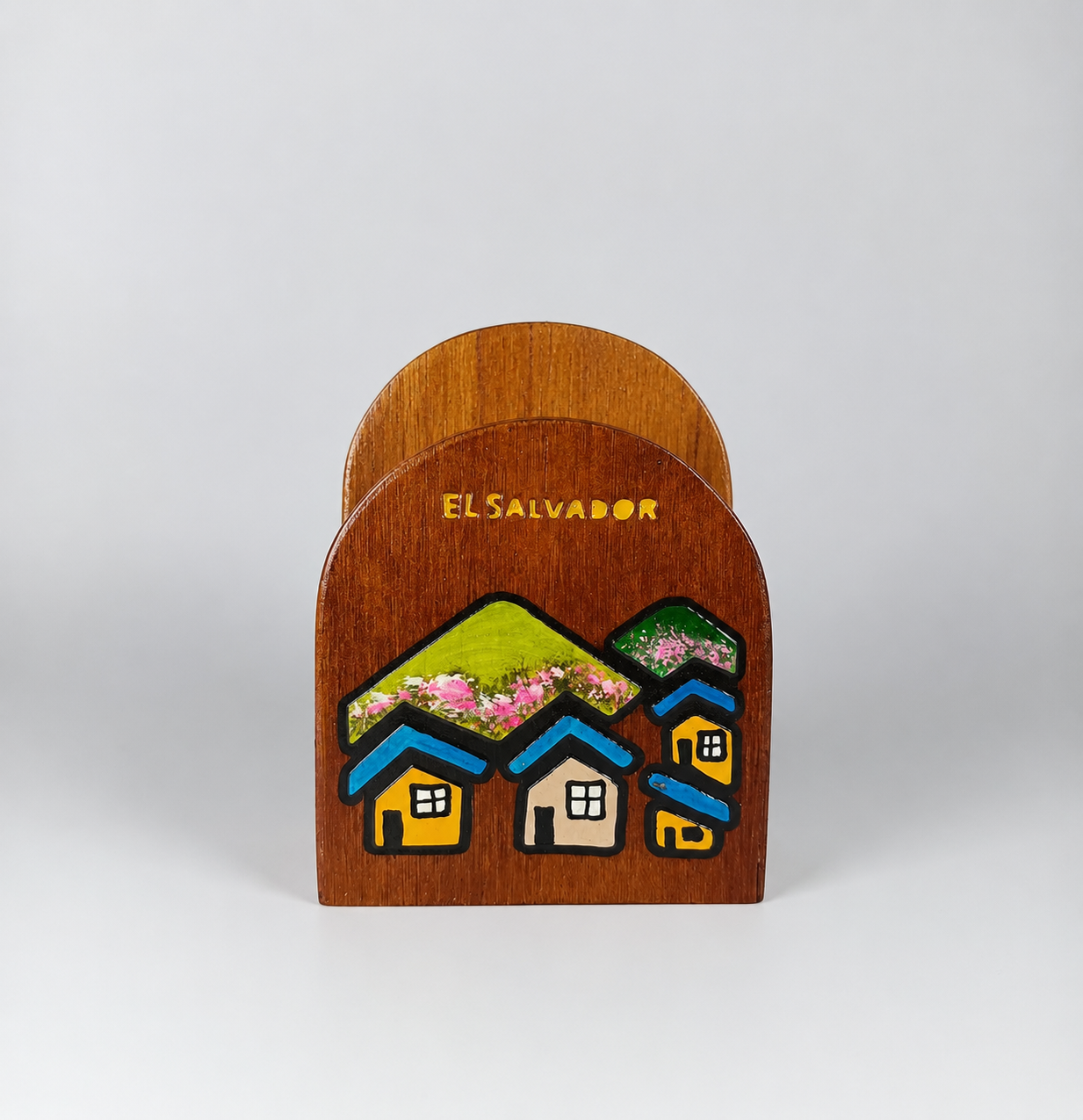 Servilletero de madera decorado diseños tipicos