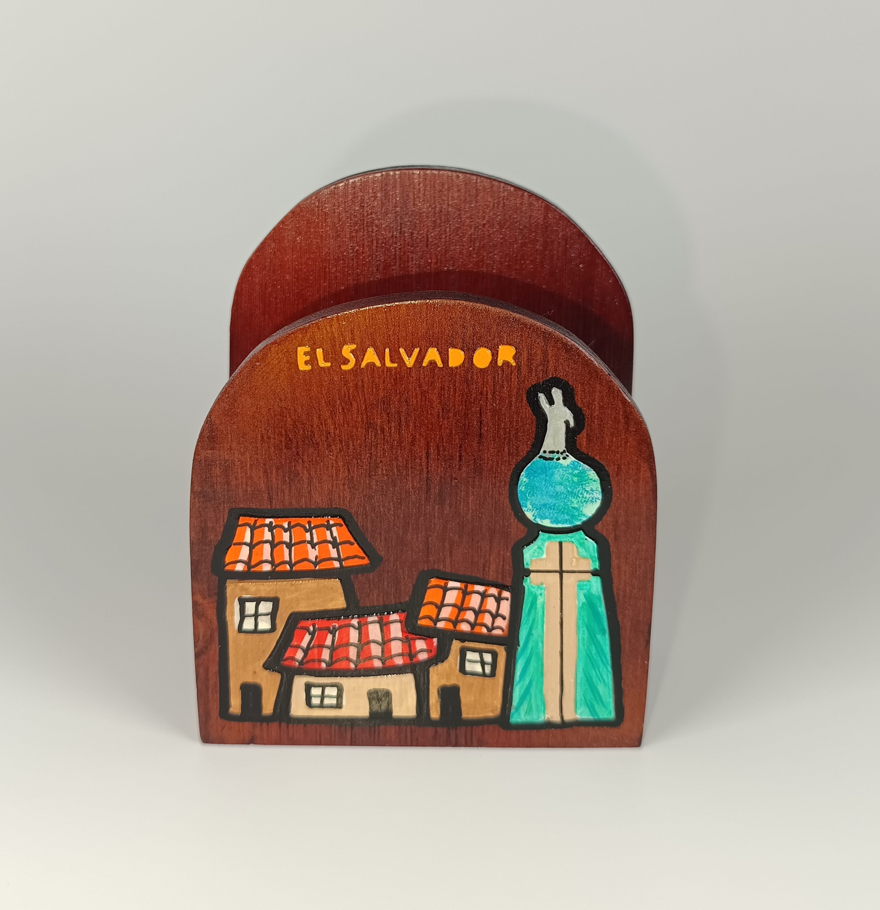 Servilletero de madera decorado diseños tipicos