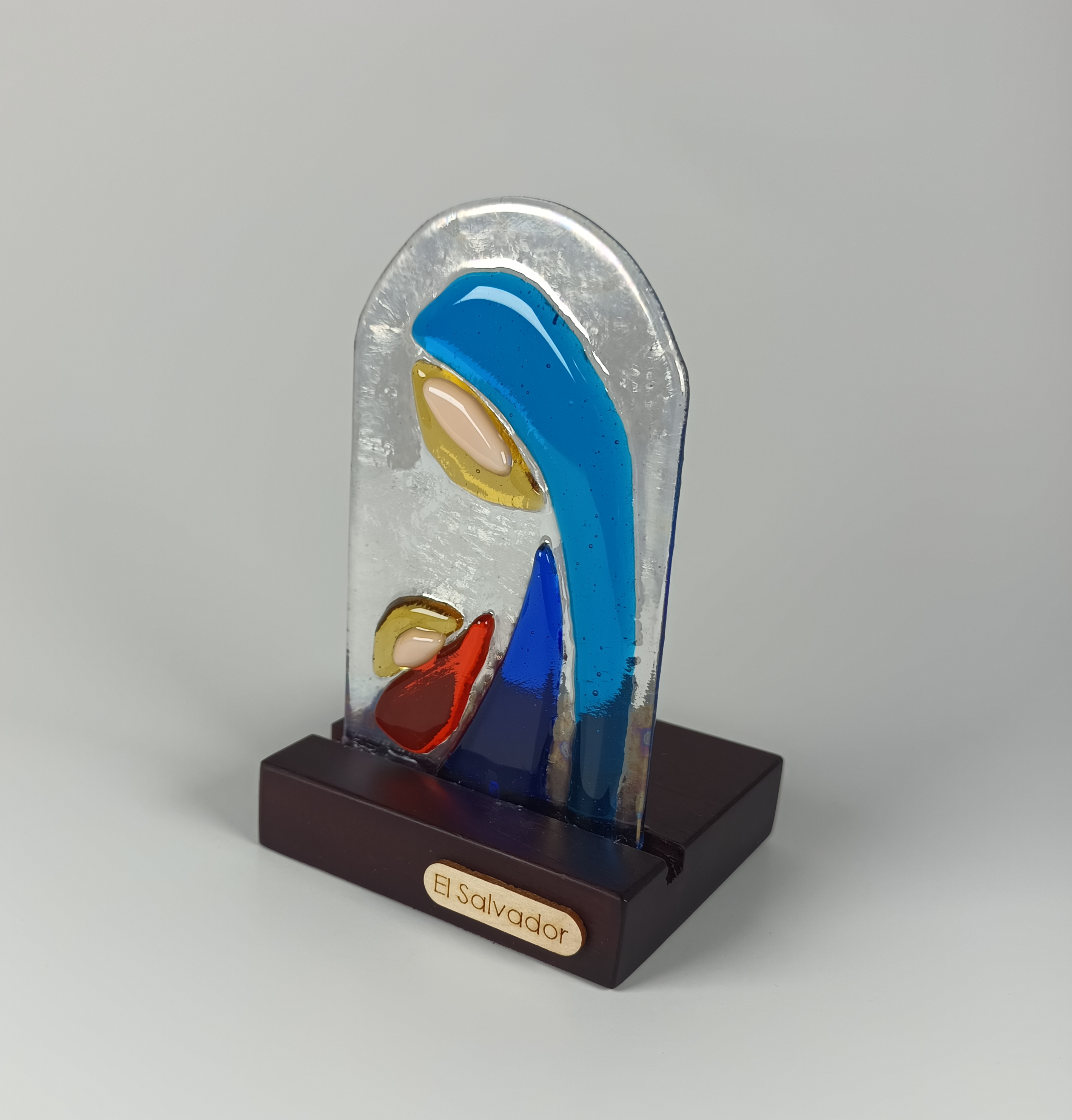 Virgen de cristal con base para candela