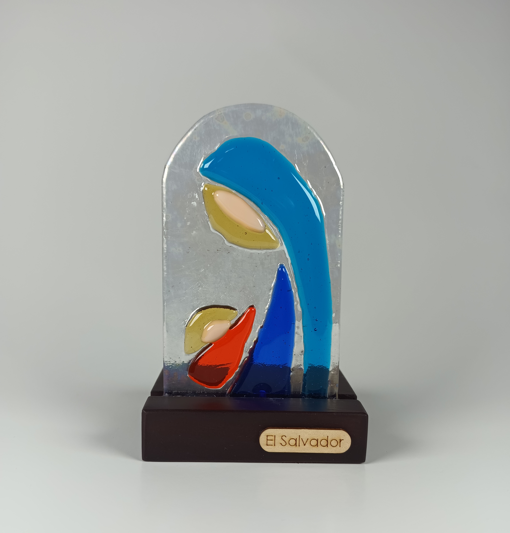 Virgen de cristal con base para candela